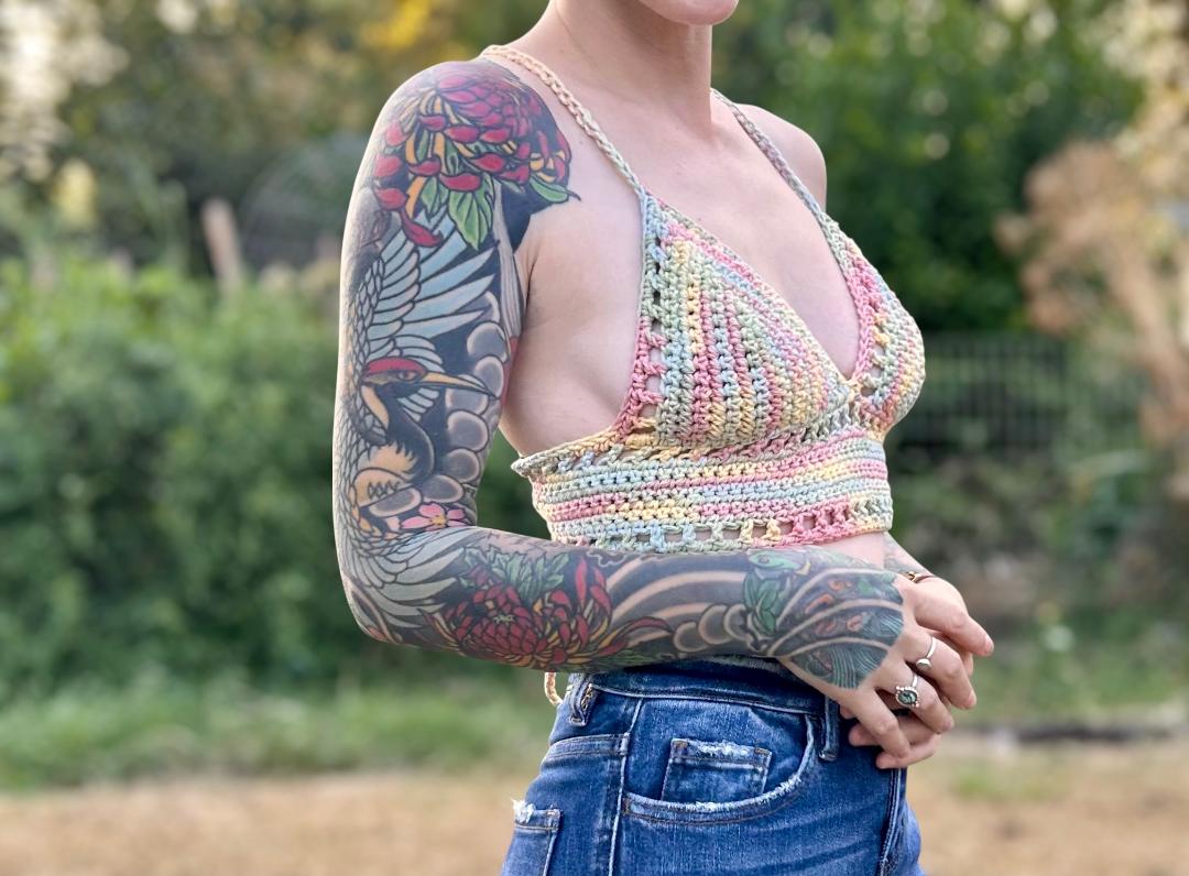 Crochet XS Buttercream Lily top